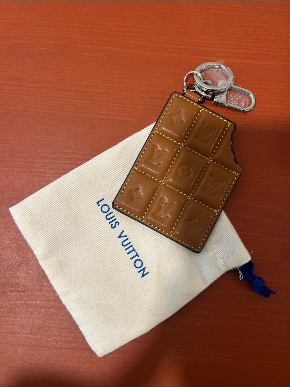 LV chocolate bar charm with monogram